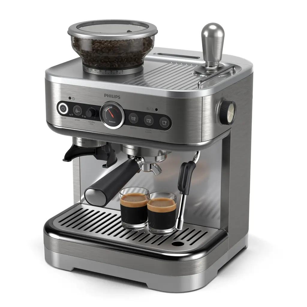 Philips Barista Brew Halbautomatische Espressomaschine mit Mahlwerk – Kaffeevollautomat aus Edelstahl