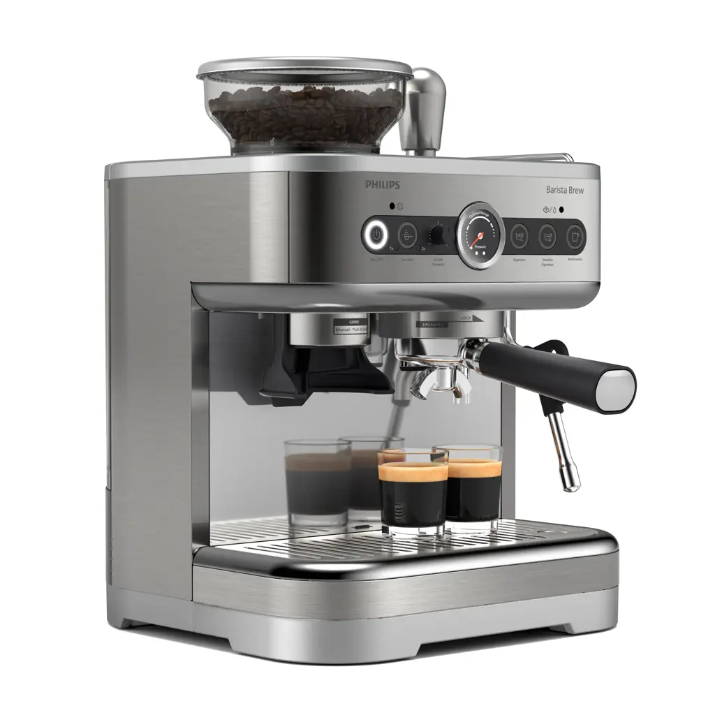 Philips Barista Brew Halbautomatische Espressomaschine mit Mahlwerk – Kaffeevollautomat aus Edelstahl